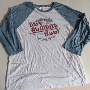 Dave Matthews Band Teal and White Raglan Long Sleeve Tee